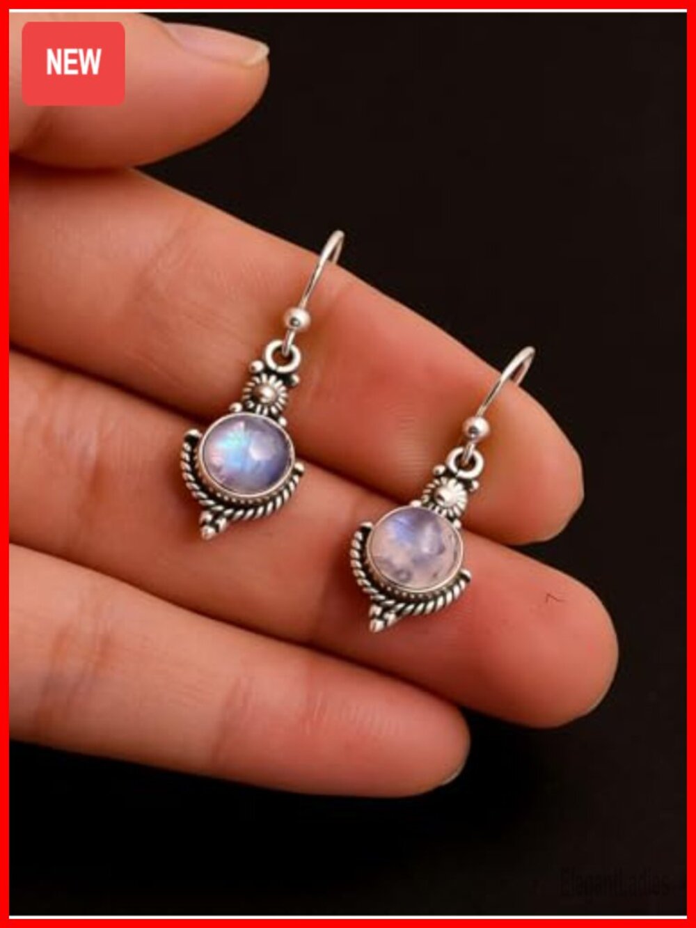 Vintage Moonstone Long Drop Dangle Earrings Elegant Statement Jewelry for
